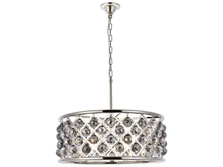 Elegant Lighting Madison 6-Light Polished Nickel Silver Crystal Drum Pendant