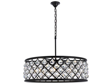 Elegant Lighting Madison 8-Light Matte Black Clear Crystal Drum Pendant