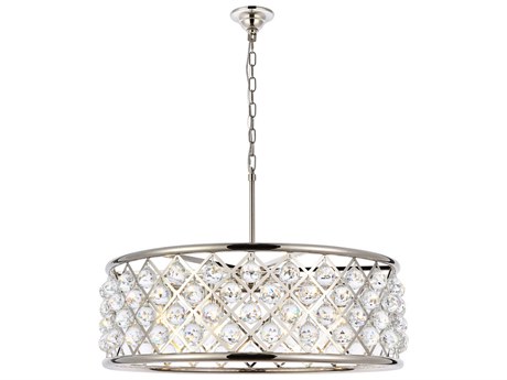 Elegant Lighting Madison 8-Light Polished Nickel Clear Crystal Drum Pendant