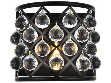 Elegant Lighting Madison 1-Light Matte Black Clear Crystal Wall Sconce