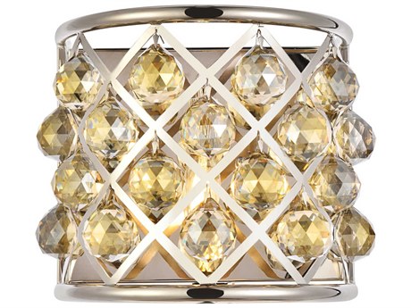Elegant Lighting Madison 1-Light Polished Nickel Gold Crystal Wall Sconce