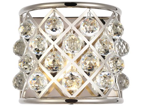 Elegant Lighting Madison 1-Light Polished Nickel Crystal Wall Sconce