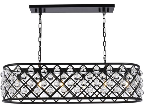 Elegant Lighting Madison 6-Light Matte Black Crystal Island Pendant