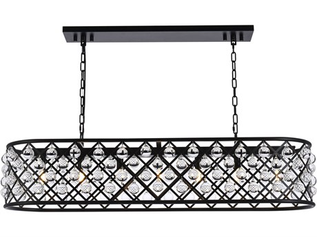 Elegant Lighting Madison 7-Light Matte Black Clear Crystal Island Pendant