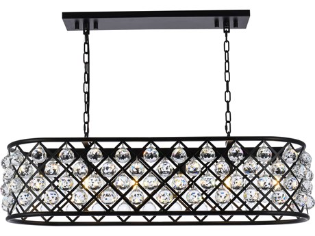 Elegant Lighting Madison 6-Light Matte Black Clear Crystal Island Pendant