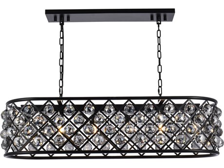 Elegant Lighting Madison 6-Light Matte Black Silver Crystal Island Pendant