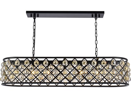Elegant Lighting Madison 7-Light Matte Black Gold Crystal Island Pendant