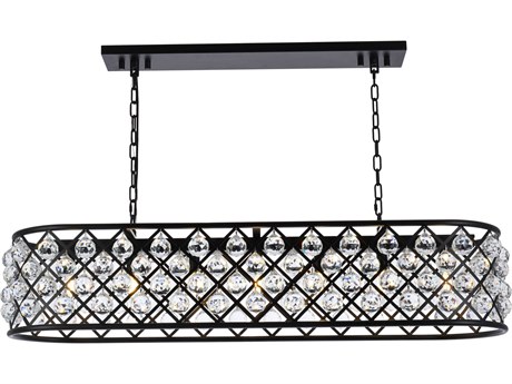 Elegant Lighting Madison 7-Light Matte Black Clear Crystal Island Pendant