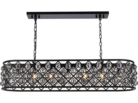 Elegant Lighting Madison 7-Light Matte Black Silver Crystal Island Pendant