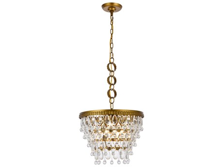 Elegant Lighting Nordic 4-Light Brass And Clear Crystal Glass Pendant