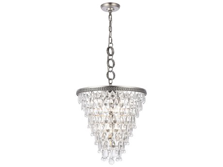 Elegant Lighting Nordic 5-Light Antique Silver Clear Crystal Empire Pendant