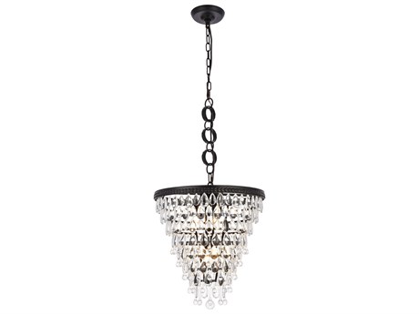 Elegant Lighting Nordic 5-Light Black And Clear Crystal Glass Pendant