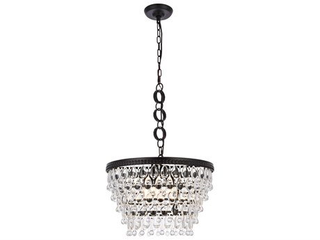 Elegant Lighting Nordic 5-Light Black And Clear Crystal Glass Pendant