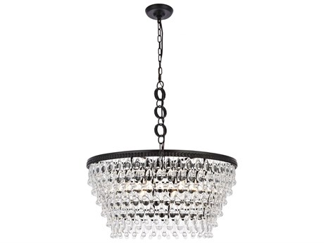 Elegant Lighting Nordic 6-Light Black And Clear Crystal Glass Pendant