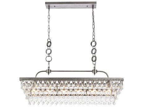 Elegant Lighting Nordic 6-Light Antique Silver Crystal Glass Linear Island Pendant