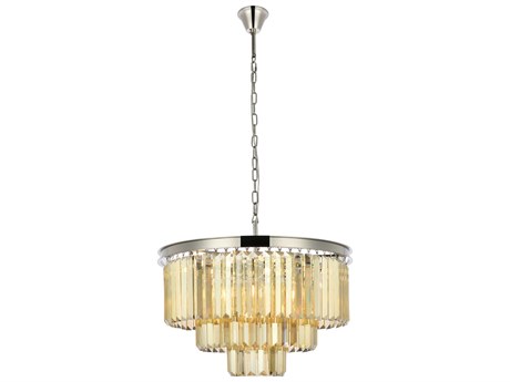 Elegant Lighting Sydney 9-Light Polished Nickel Gold Crystal Tiered Chandelier