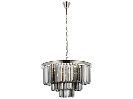 Elegant Lighting Sydney 9-Light Polished Nickel Silver Crystal Tiered Chandelier