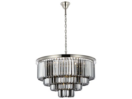 Elegant Lighting Sydney 17-Light Polished Nickel Silver Crystal Tiered Chandelier