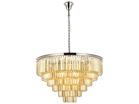 Elegant Lighting Sydney 33-Light Polished Nickel Gold Crystal Tiered Chandelier