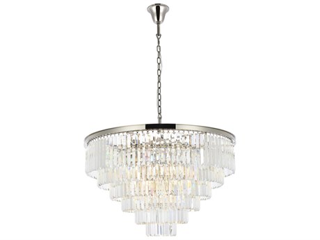 Elegant Lighting Sydney 33-Light Polished Nickel Clear Crystal Tiered Chandelier