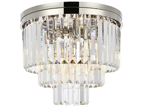 Elegant Lighting Sydney 9-Light Polished Nickel Clear Crystal Tiered Flush Mount