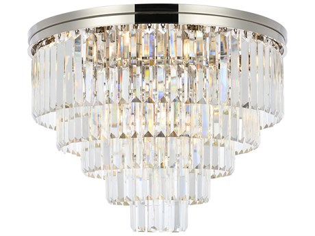 Elegant Lighting Sydney 17-Light Polished Nickel Clear Crystal Tiered Flush Mount
