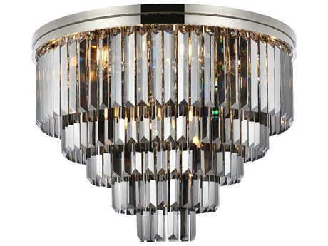 Elegant Lighting Sydney 17-Light Polished Nickel Silver Crystal Tiered Flush Mount