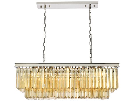 Elegant Lighting Sydney 12-Light Polished Nickel Gold Crystal Tiered Island Pendant