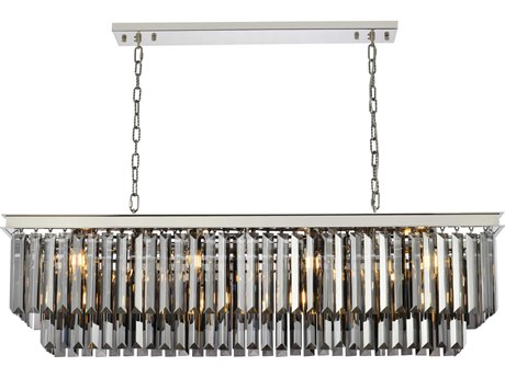 Elegant Lighting Sydney 12-Light Polished Nickel Silver Crystal Tiered Island Pendant