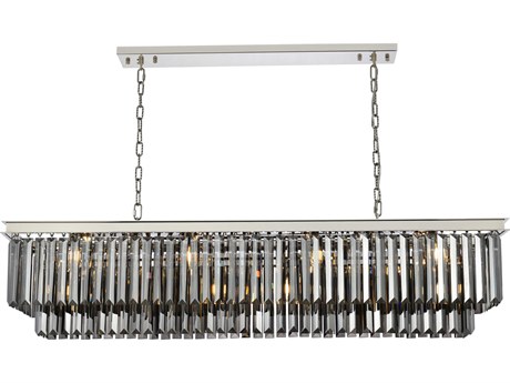 Elegant Lighting Sydney 12-Light Polished Nickel Silver Crystal Tiered Island Pendant