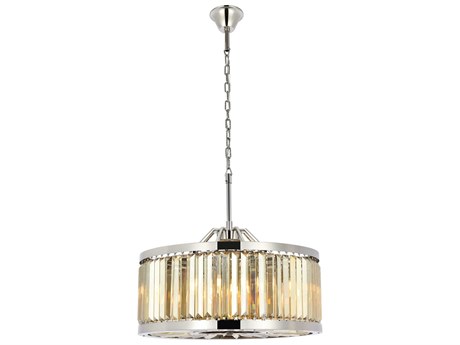 Elegant Lighting Chelsea 8-Light Polished Nickel Gold Crystal Drum Pendant