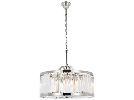 Elegant Lighting Chelsea 8-Light Polished Nickel Clear Crystal Drum Pendant