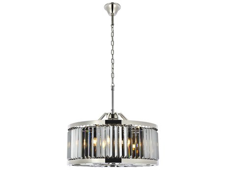 Elegant Lighting Chelsea 8-Light Polished Nickel Silver Crystal Drum Pendant