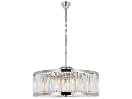 Elegant Lighting Chelsea 10-Light Polished Nickel Clear Crystal Drum Pendant