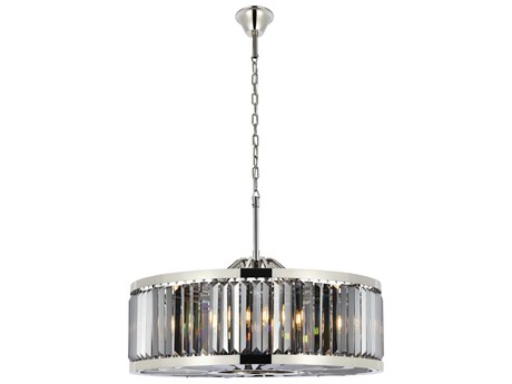 Elegant Lighting Chelsea 10-Light Polished Nickel Silver Crystal Drum Pendant
