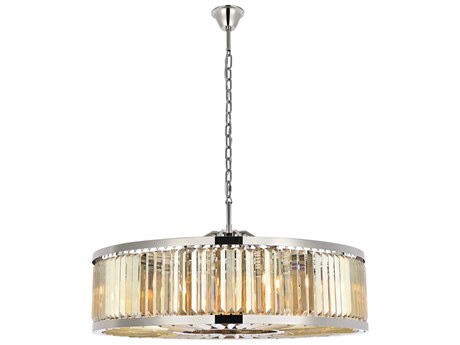 Elegant Lighting Chelsea 10-Light Polished Nickel Gold Crystal Drum Pendant
