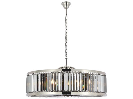 Elegant Lighting Chelsea 10-Light Polished Nickel Silver Crystal Drum Pendant