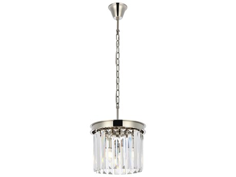 Elegant Lighting Sydney 3-Light Polished Nickel Clear Crystal Drum Mini Pendant