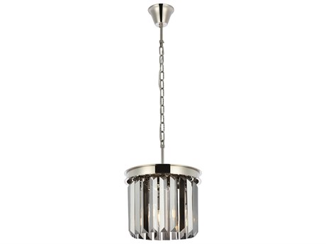 Elegant Lighting Sydney 3-Light Polished Nickel Silver Crystal Drum Mini Pendant