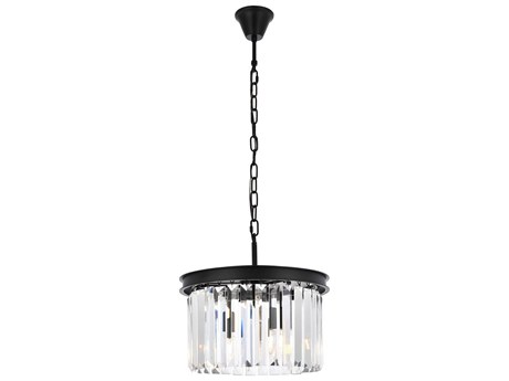 Elegant Lighting Sydney 3-Light Matte Black Clear Crystal Pendant