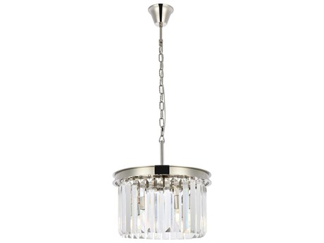 Elegant Lighting Sydney 3-Light Polished Nickel Clear Crystal Drum Pendant