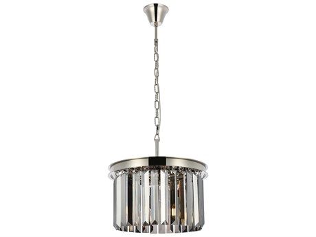 Elegant Lighting Sydney 3-Light Polished Nickel Silver Crystal Drum Pendant