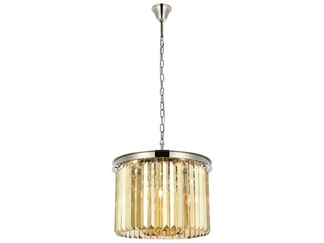Elegant Lighting Sydney 6-Light Polished Nickel Gold Crystal Drum Pendant