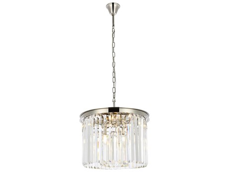 Elegant Lighting Sydney 6-Light Polished Nickel Clear Crystal Drum Pendant