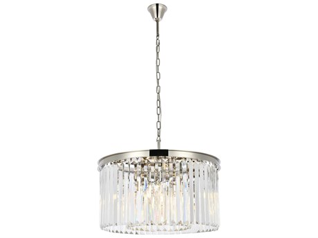 Elegant Lighting Sydney 8-Light Polished Nickel Clear Crystal Drum Pendant