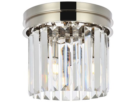 Elegant Lighting Sydney 3-Light Polished Nickel Clear Crystal Drum Flush Mount