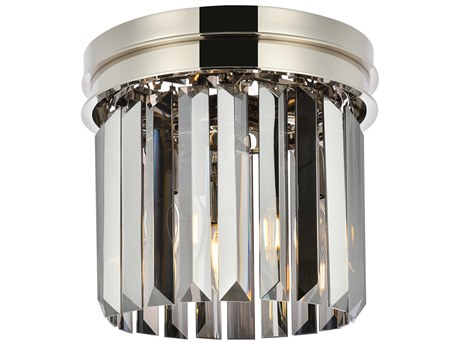Elegant Lighting Sydney 3-Light Polished Nickel Silver Crystal Drum Flush Mount