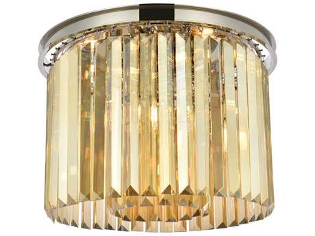 Elegant Lighting Sydney 6-Light Polished Nickel Gold Crystal Drum Flush Mount