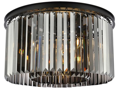 Elegant Lighting Sydney 8-Light Matte Black Silver Crystal Drum Flush Mount