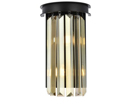 Elegant Lighting Sydney 2-Light Matte Black Gold Crystal Wall Sconce